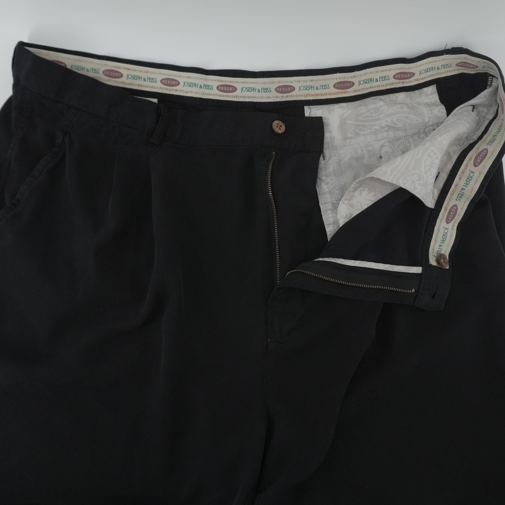 Joseph & Feiss Resort Shorts Mens 43 Black Pleated Silk Blend Casual Luxury